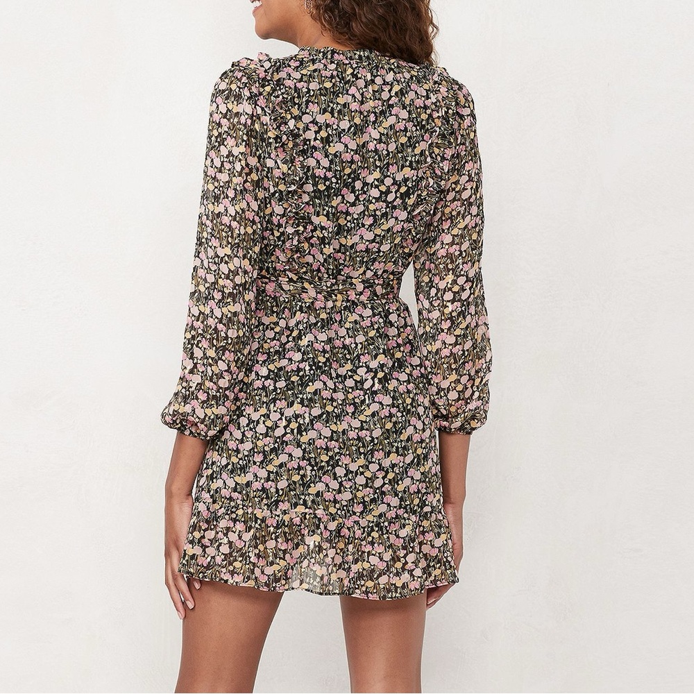 NEW Floral Lauren Conrad Ruffle Dress GOLD detail - Picture 5 of 10